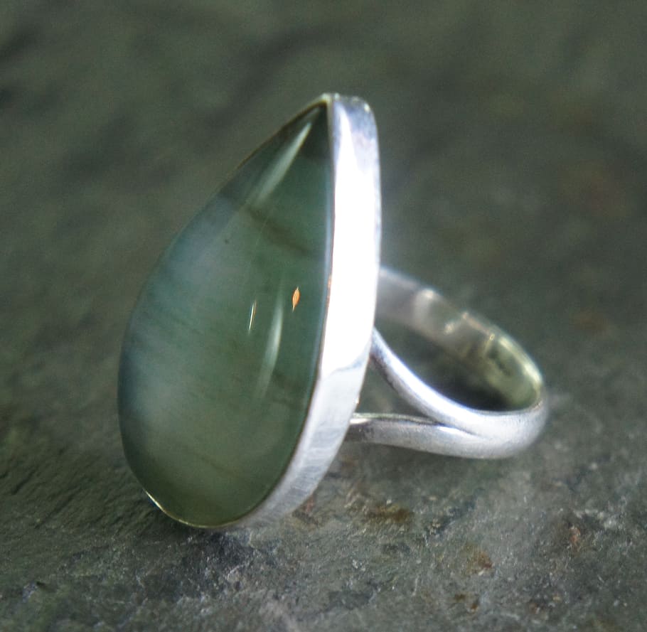 green, striped, agate, teardrop, silver, metal, jewelry, stone HD wallpaper