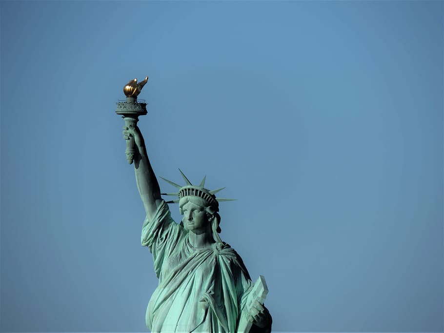 sky, statue, sculpture, art, travel, newyork, statue of liberty HD wallpaper