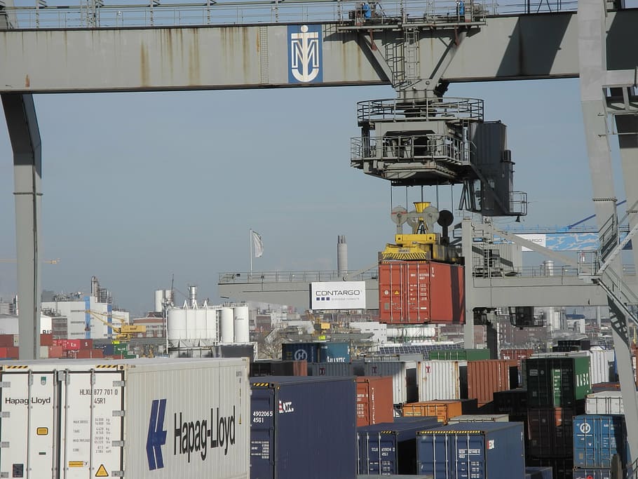 container, crane, port, shipping, transport, loading, load crane HD wallpaper
