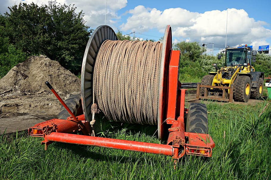 spool, rope, winding, equipment, constructing, machinery, transportation HD wallpaper