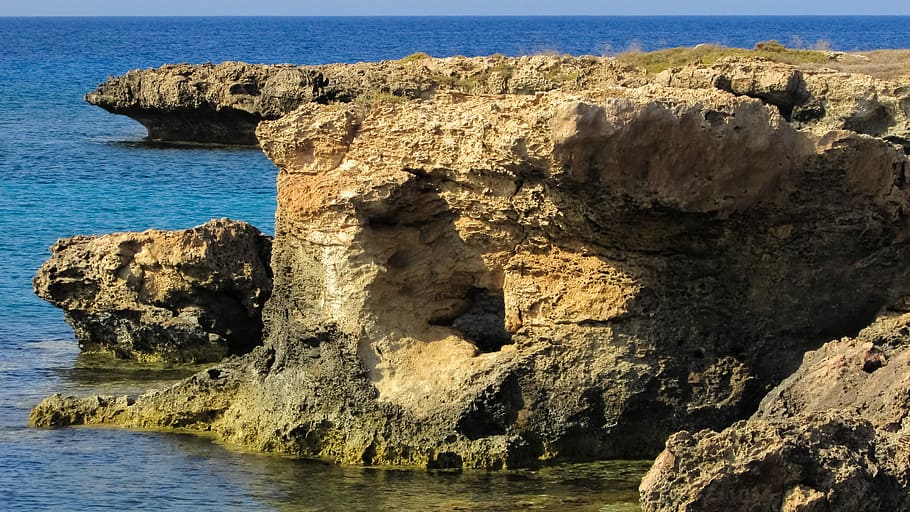 Cyprus, Protaras, Rock, Formations, Coast, rock formations HD wallpaper