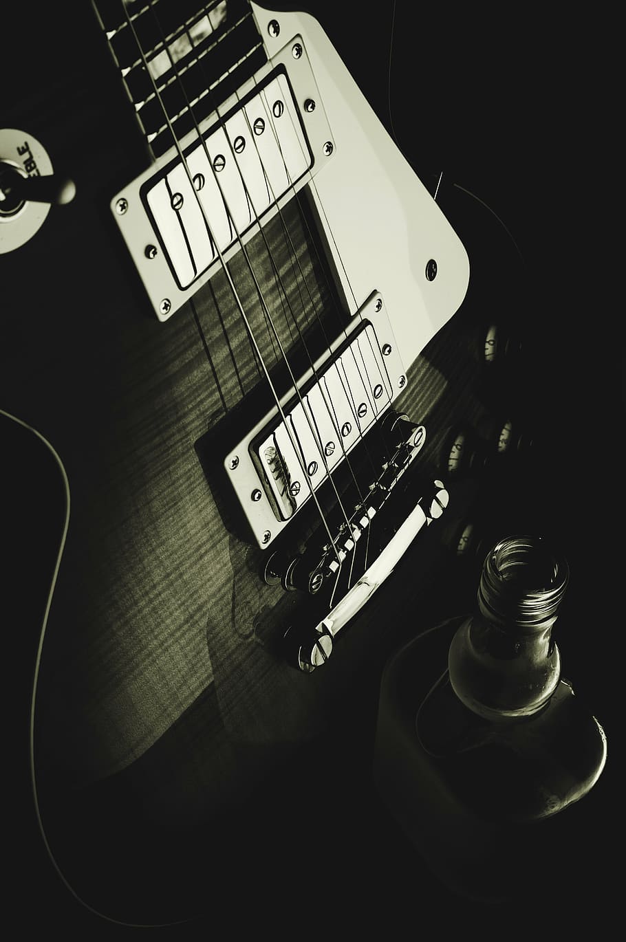 Les Paul electric guitar, e guitar, sw, music, instrument, musical instrument, HD wallpaper