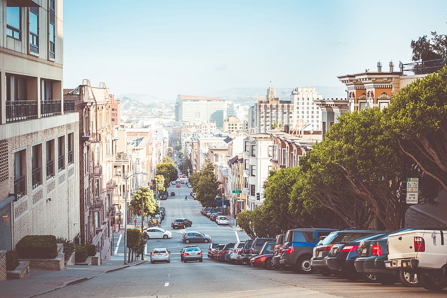 Wonderful View Down to San Francisco Street, california, cars, HD wallpaper