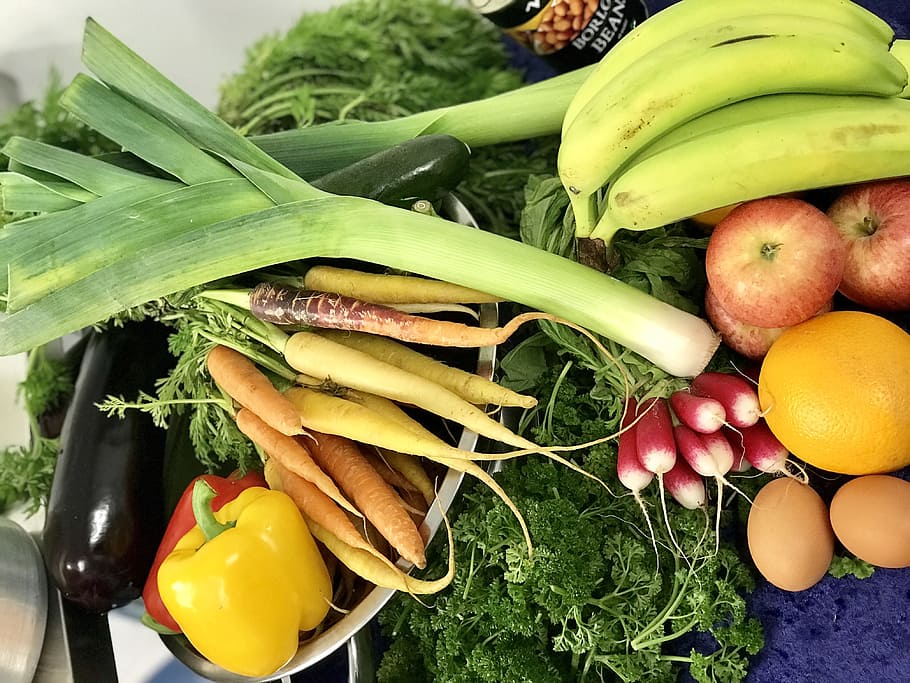 fruit, vegetable, pepper, food, green, banana, vegetarian, healthy HD wallpaper