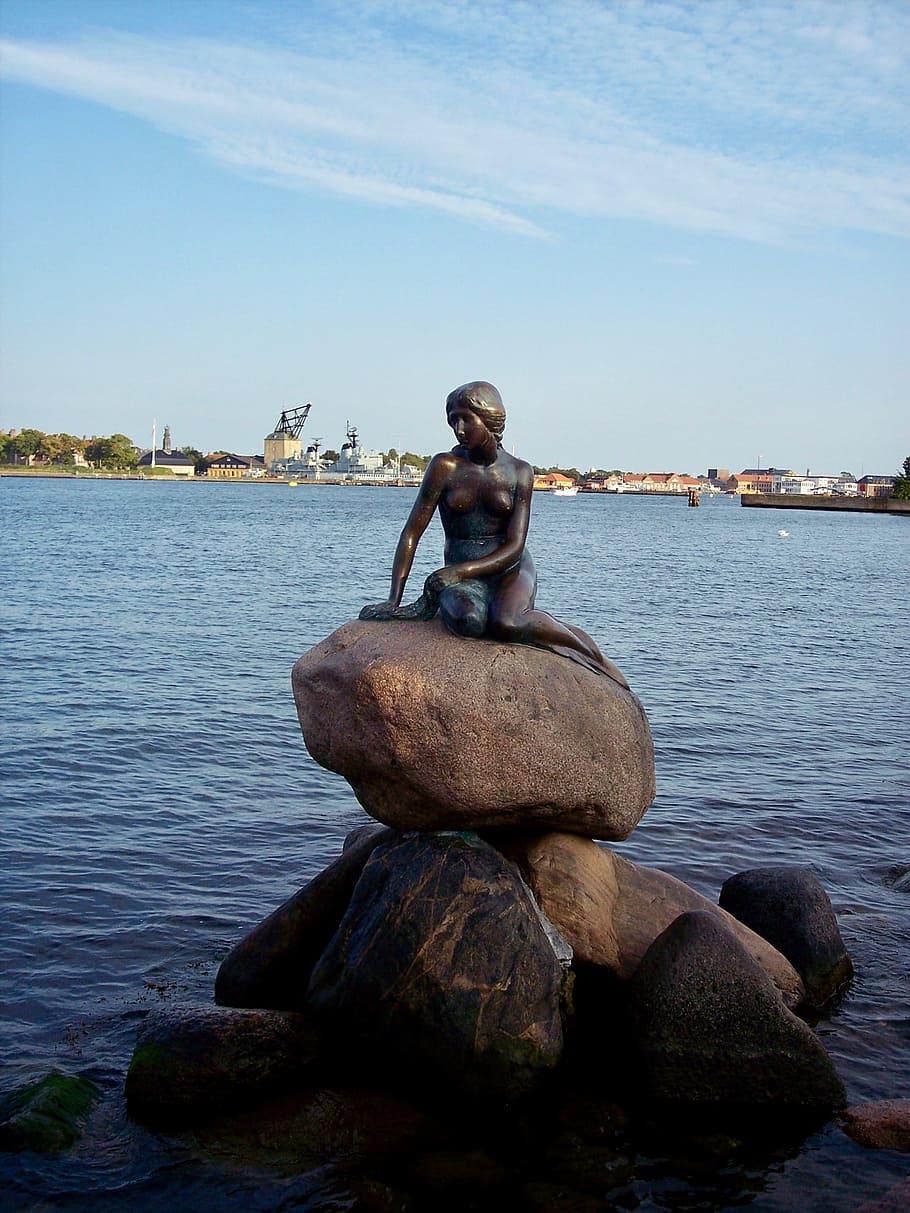 copenhagen, little mermaid, tourist attraction, denmark, statue, HD wallpaper