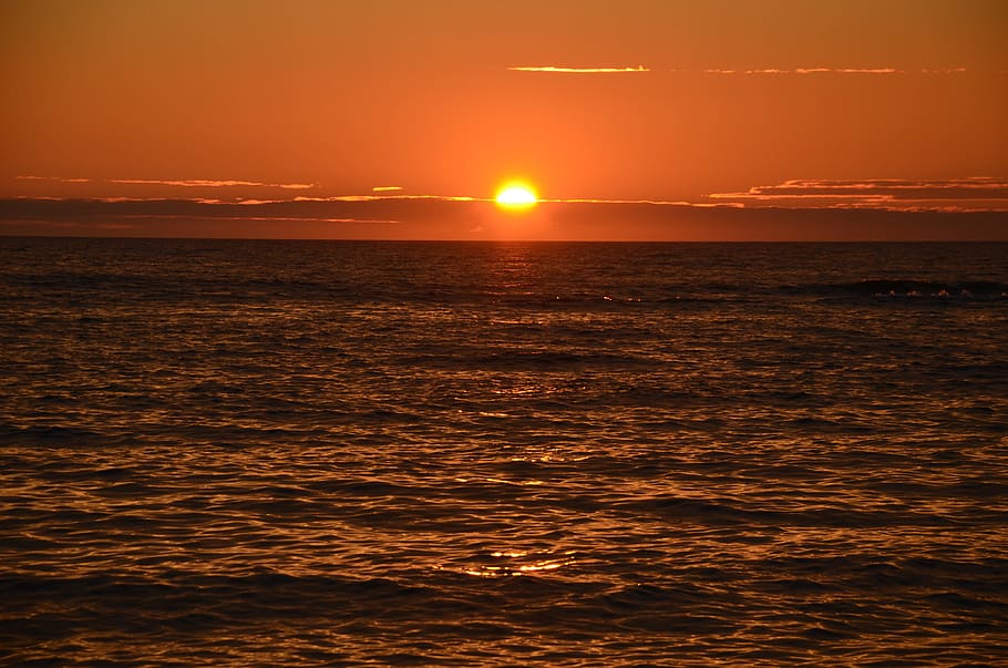 denmark, north sea, sunset, sky, water, coast, dramatic sky HD wallpaper
