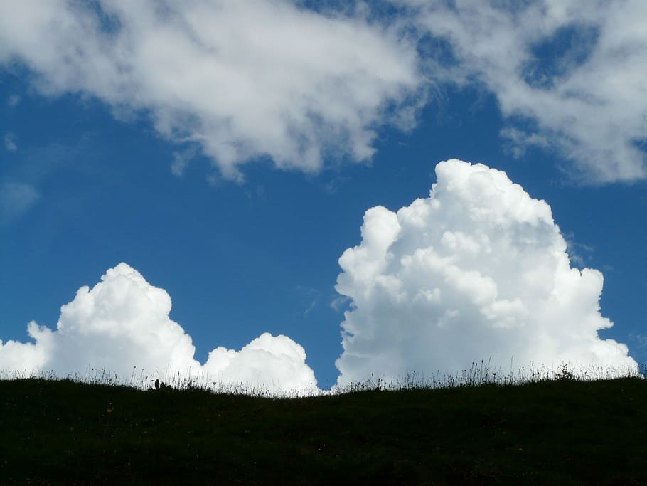 Cumulus Clouds, thunderstorm, sky, blue, rain, weather, clouds form HD wallpaper