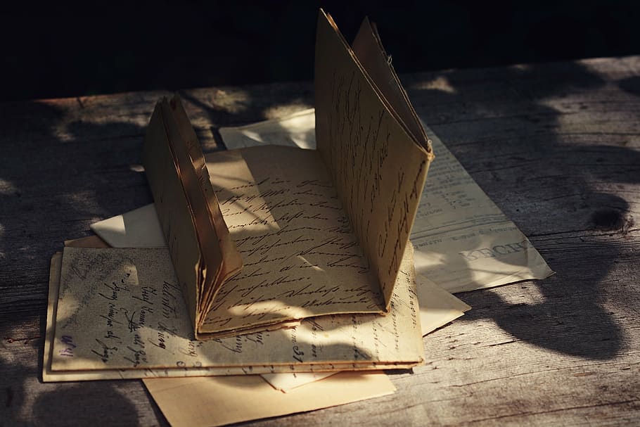 brown printer paper, letters, old, antique, handwriting, font HD wallpaper