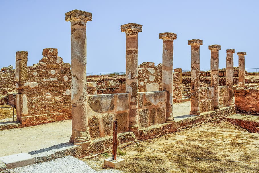 Pillars, Columns, Architecture, remains, ancient, stone, greek HD wallpaper