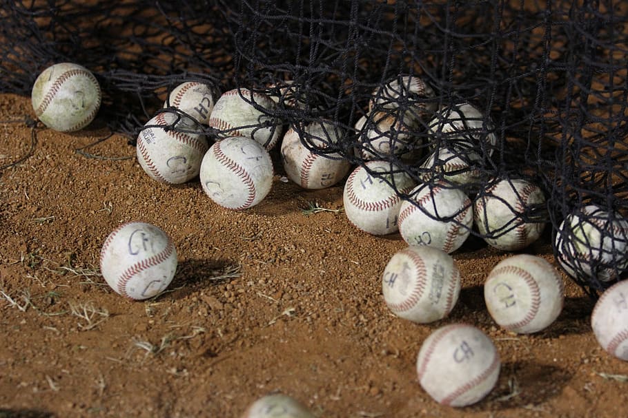 bunch of baseballs on ground, training, sport, no people, land HD wallpaper