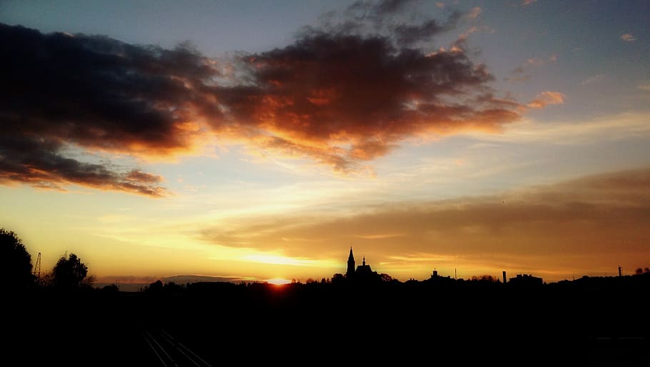 Olkusz, Poland, Sunset, Clouds, Sky, landscape, scenically HD wallpaper