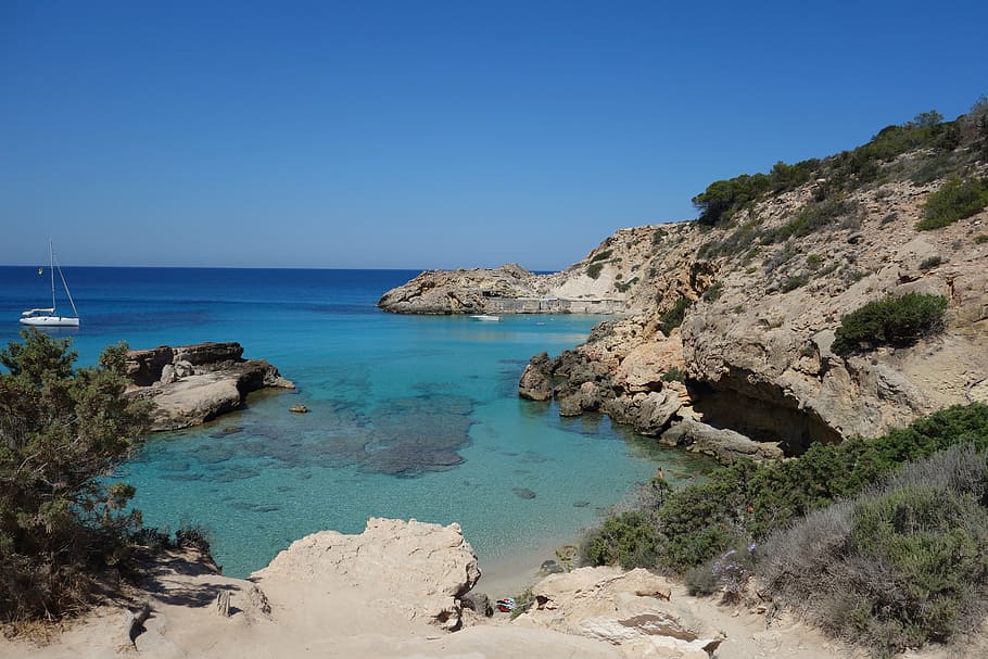 body of water during daytime, ibiza ocean, spain, beach, eivissa HD wallpaper