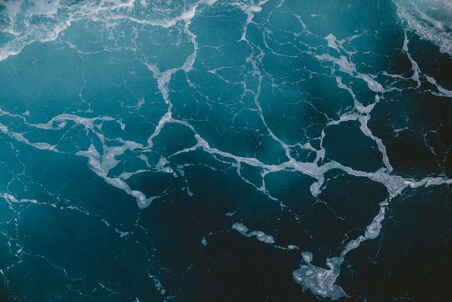 top view photo of rippling body of water, blue and white body of water HD wallpaper