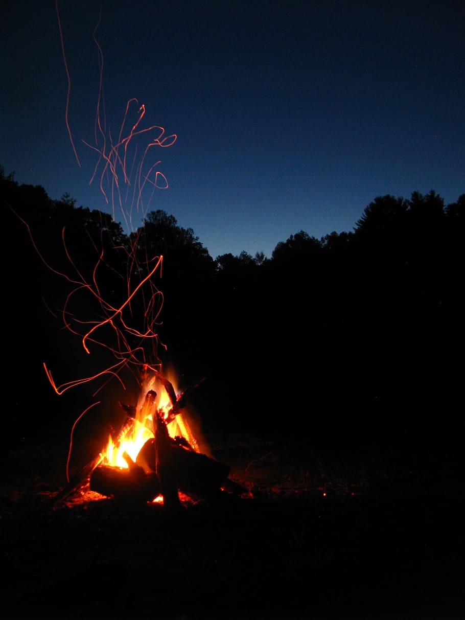 Fire, Night, Campfire, Camping, Burn, hot, heat - temperature HD wallpaper