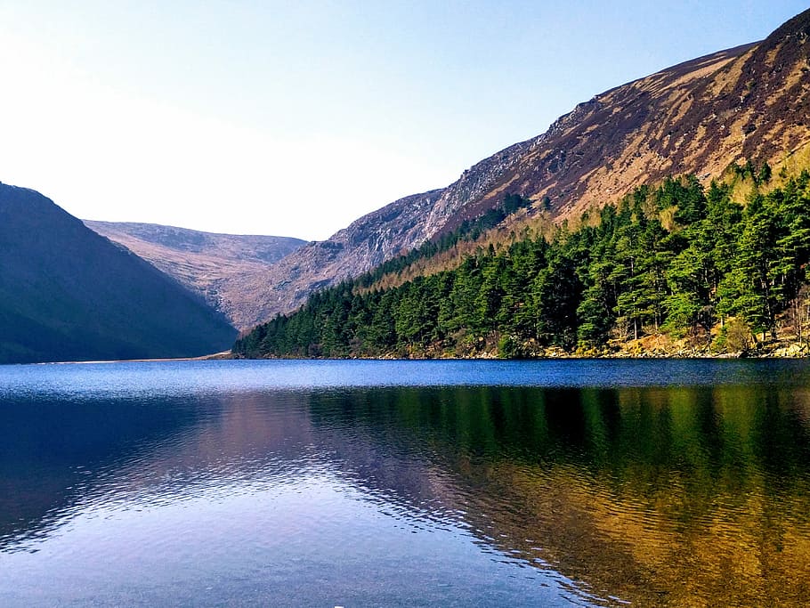 Ireland, Wicklow, Nature, National Park, mountains, lake, trees, HD wallpaper