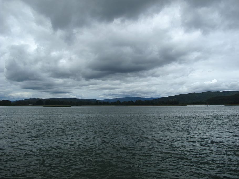 calm body of water under white clouds at daytime, sky, cloudy HD wallpaper