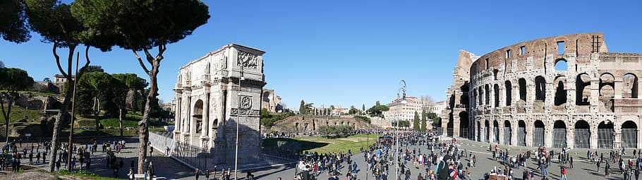 photo of arch de triumph, colosseum, rome, amphitheater, landmark