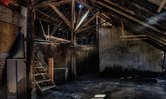 brown wooden stair, girl, lost, barn, ghost, old, town, abandoned HD wallpaper