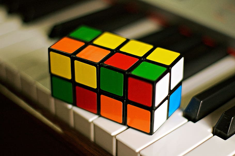 Cube, Piano, Keyboard, multi colored, close-up, indoors, control panel HD wallpaper