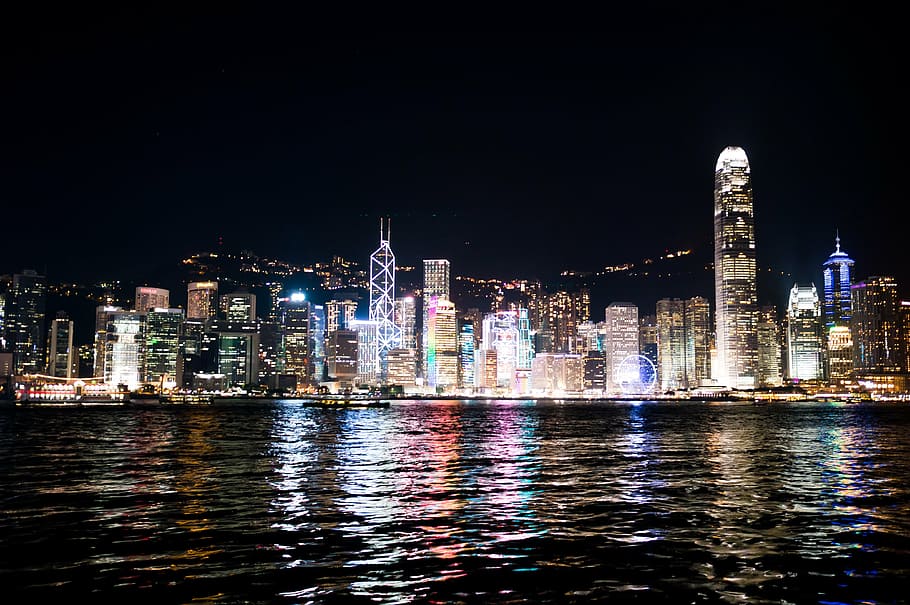 Victoria Peak, Hong Kong, landscape, night view, building exterior, HD wallpaper