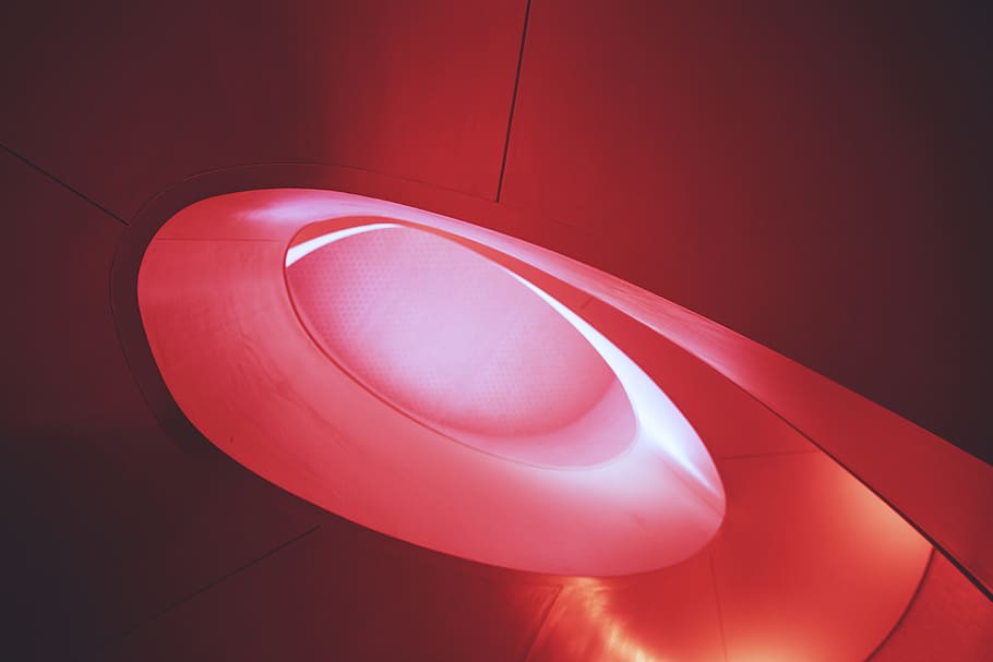 Red abstract architectural details, architecture, technology HD wallpaper