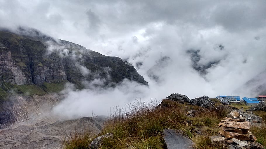 Annapurna, Basecamp, Clouds, Mountain, nepal, stone, height HD wallpaper