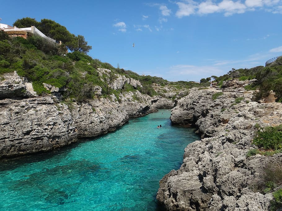 menorca, booked, turquoise, rock, paradise, mediterranean, summer, HD wallpaper