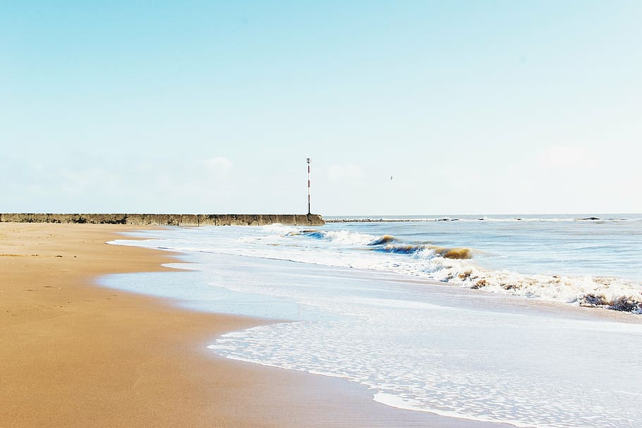 ocean shoreline view during daytime, beach, surf, tide, sea HD wallpaper