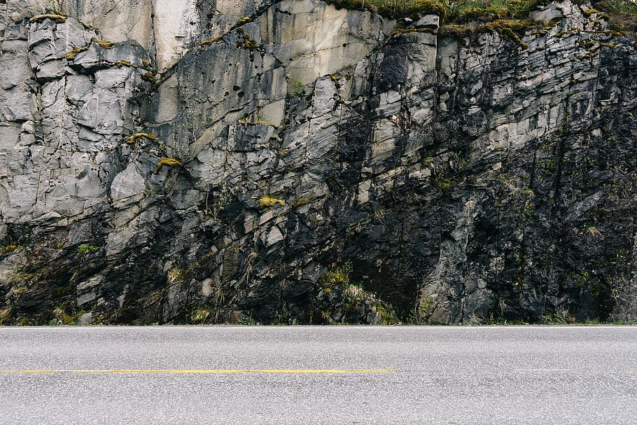 photo of gray and black rocky mountain, roads, rocks, trip, nature HD wallpaper