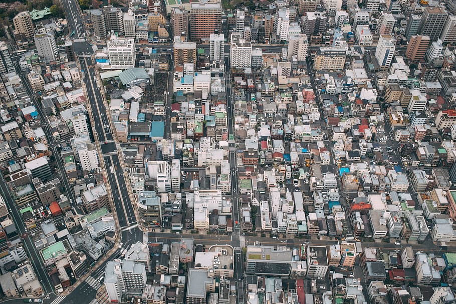 architecture, building, infrastructure, aerial, view, rooftops HD wallpaper