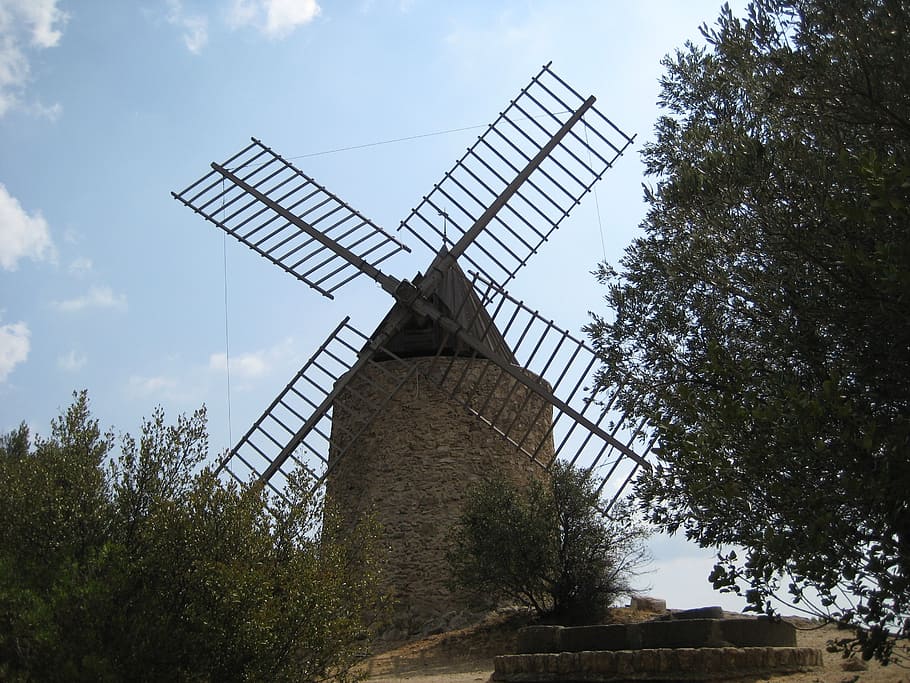 windmill, arms, power, energy, nature, landscape, building HD wallpaper