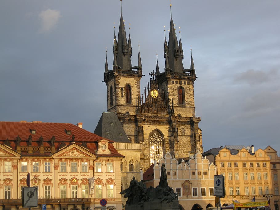 architecture, landmark, evening, light, church, city, historic HD wallpaper
