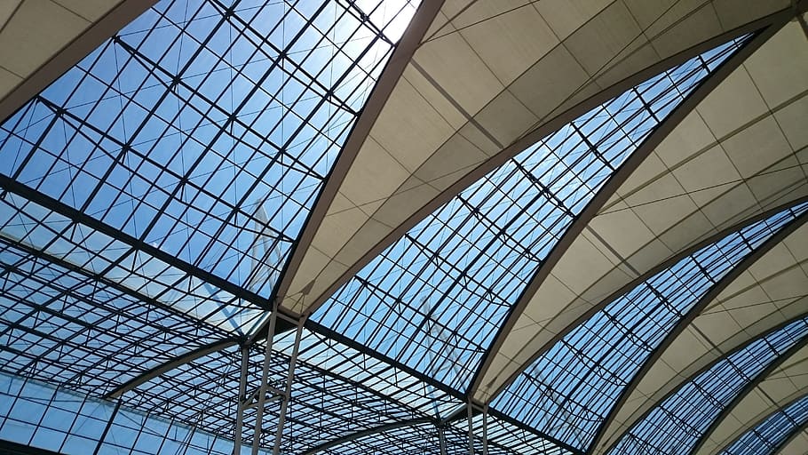 Airport, Munich, Ceiling, Construction, ceiling construction, HD wallpaper