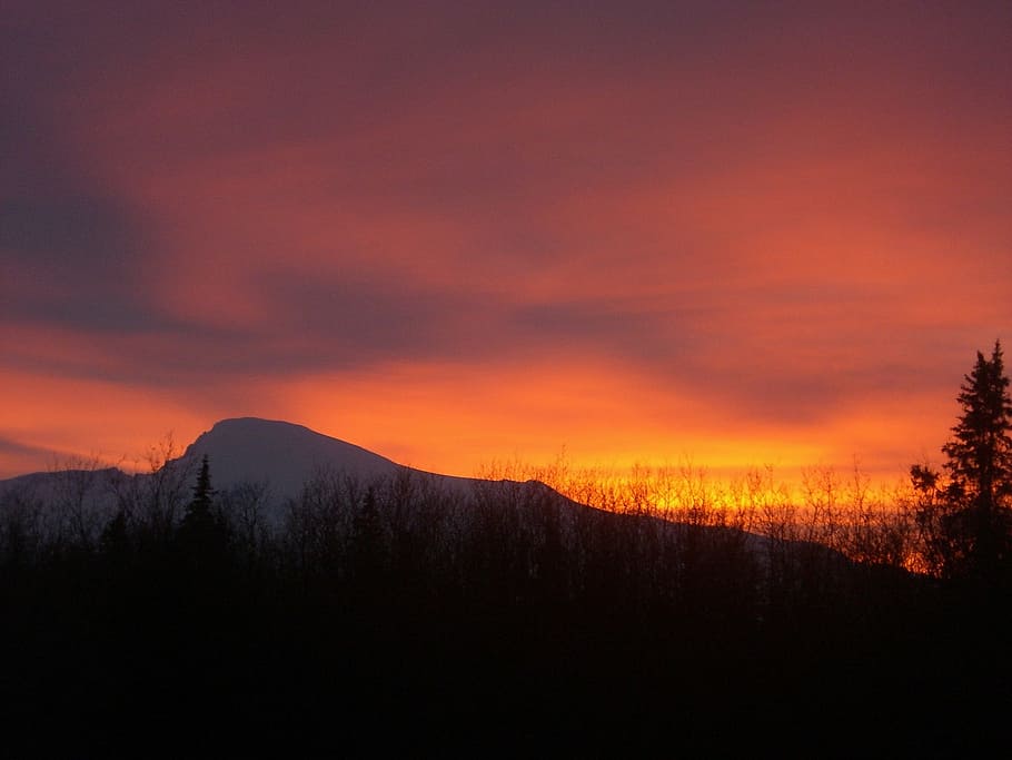 brown and white mountain, sunset, landscape, mount sanford HD wallpaper