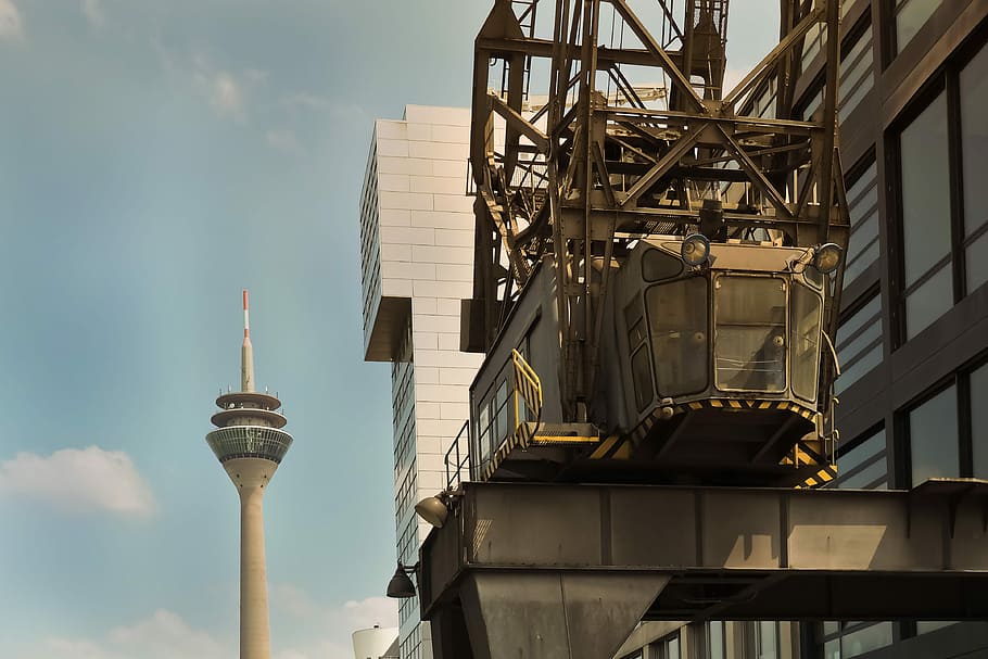 architecture, tower, building, sky, radio tower, düsseldorf HD wallpaper