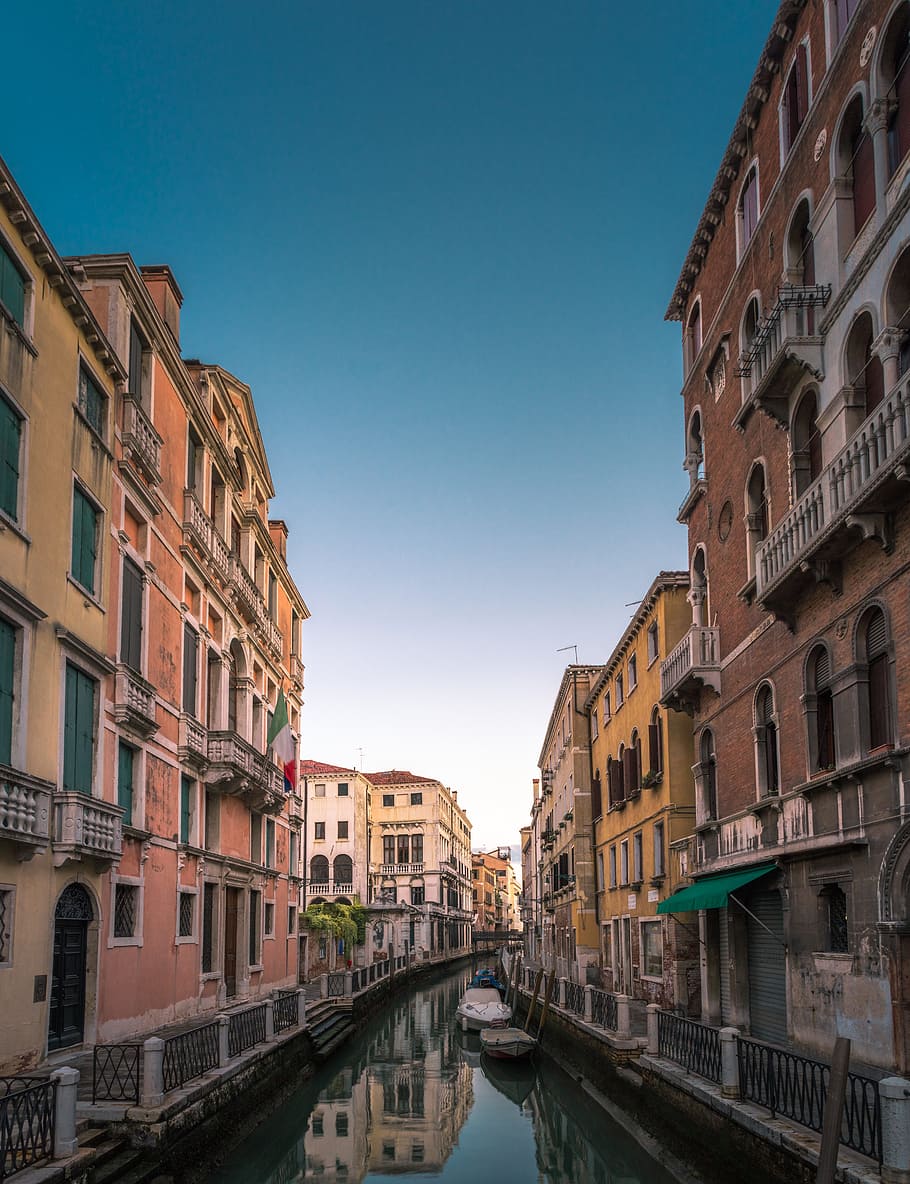 architecture, buildings, infrastructure, canal, water, boat HD wallpaper