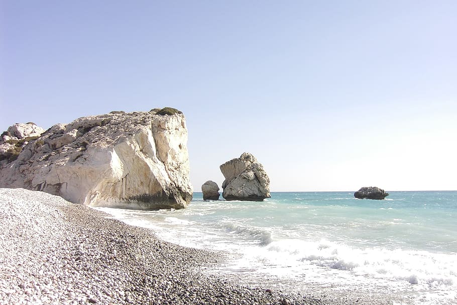 ocean waves hammering seashore, cyprus, beach, blue, lake, mediterranean HD wallpaper