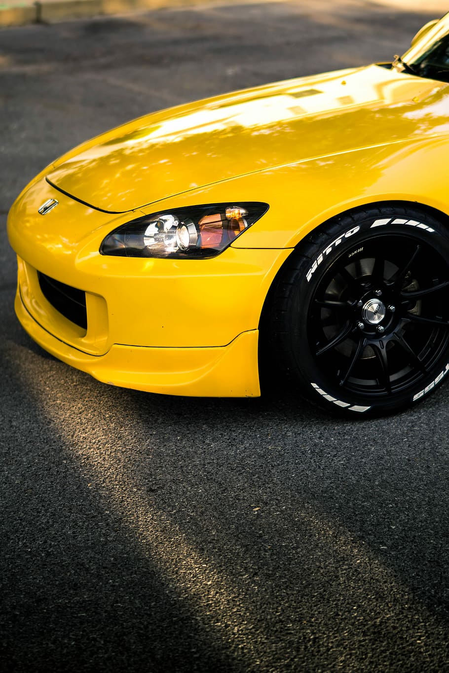 yellow Honda car on road, yellow Honda vehicle, s2000, s2k, wheel, HD wallpaper