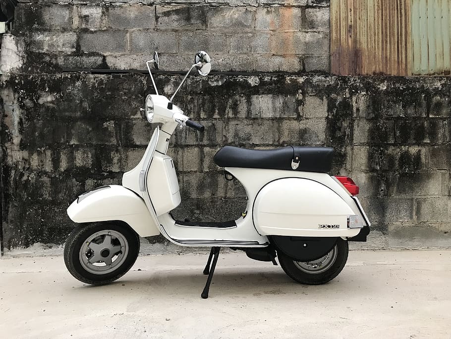 vespa, motorcycle, scooter, mode of transportation, land vehicle, HD wallpaper