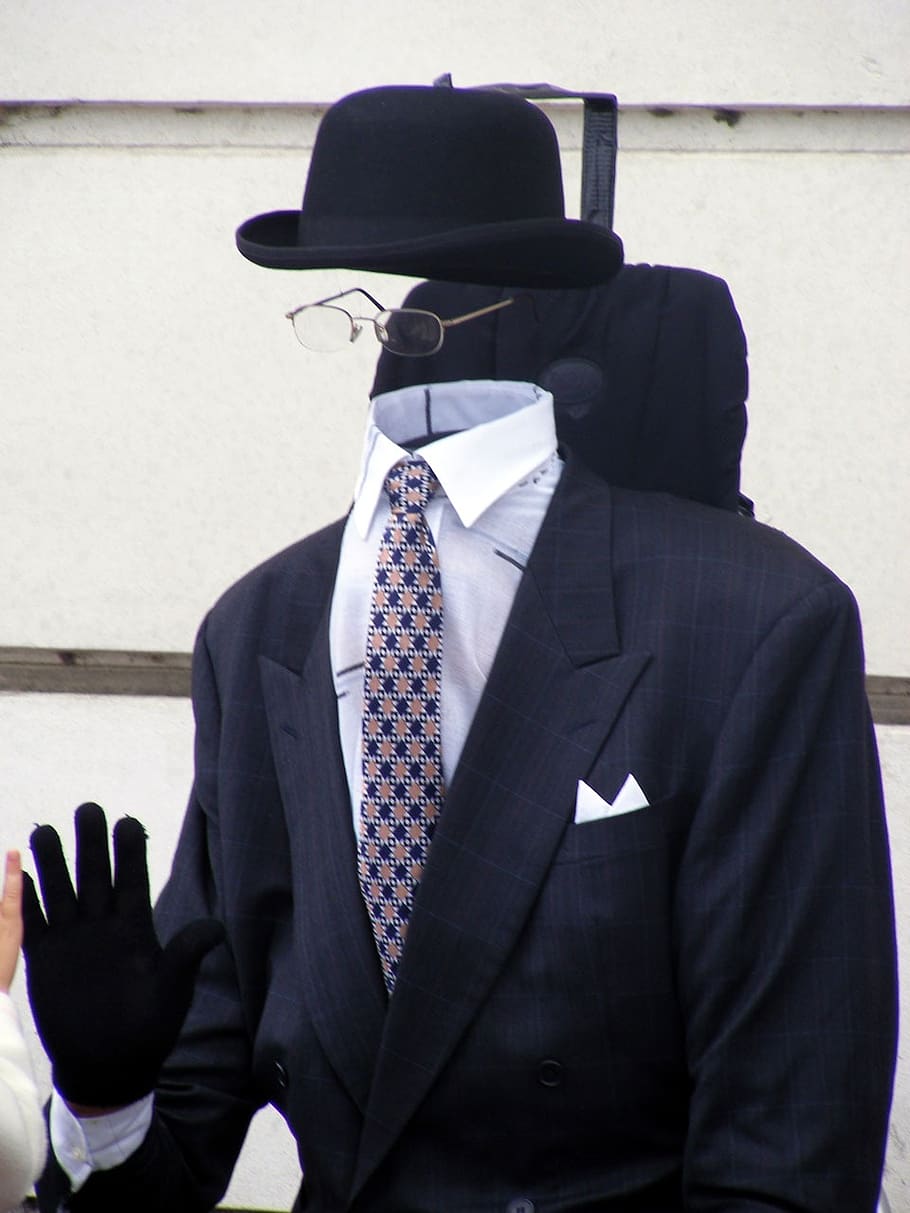 invisible, bowler, suit, hat, glasses, retro, anonymous, transparent
