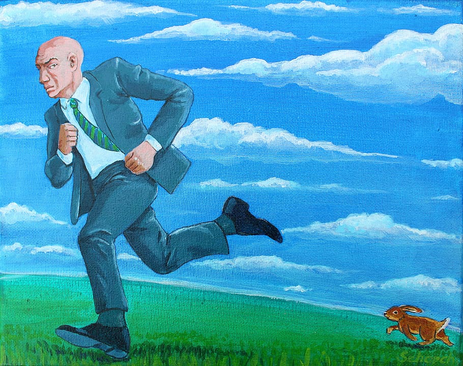 man wearing gray suit jacket painting, image, run away, escape