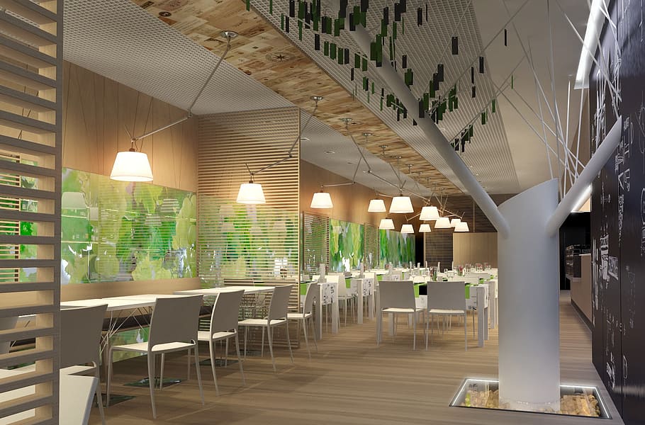 chairs and tables setup, interior, restaurant, bar, goodwin HD wallpaper