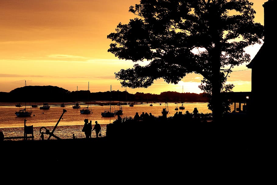 Sunset, Harbour, Landscape, Water, Sky, harbor, sea, travel HD wallpaper