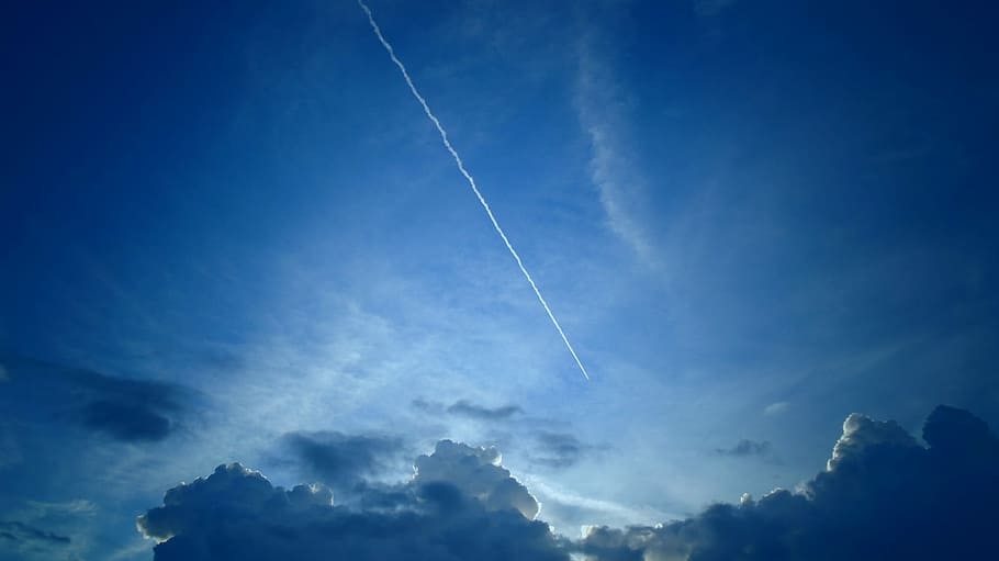 Blue, Sky, Cloud, Blue Sky, Aircraft, spectacular, contrail HD wallpaper