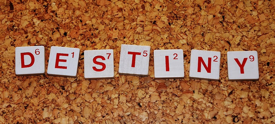 Scrabble tiles on brown table, fate, suffering, luck, word HD wallpaper