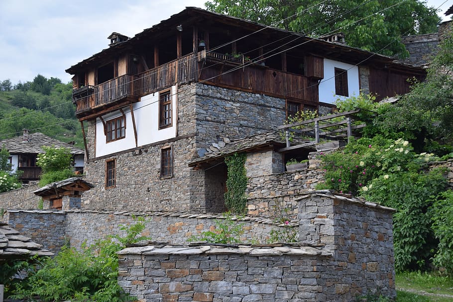 kovachevitsa, house, mountain, village, architecture, built structure HD wallpaper