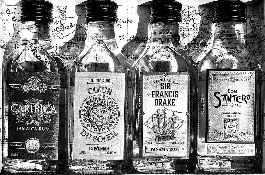 Rum, Alcohol, Bottles, Origin, different origin, alcoholic beverage, HD wallpaper