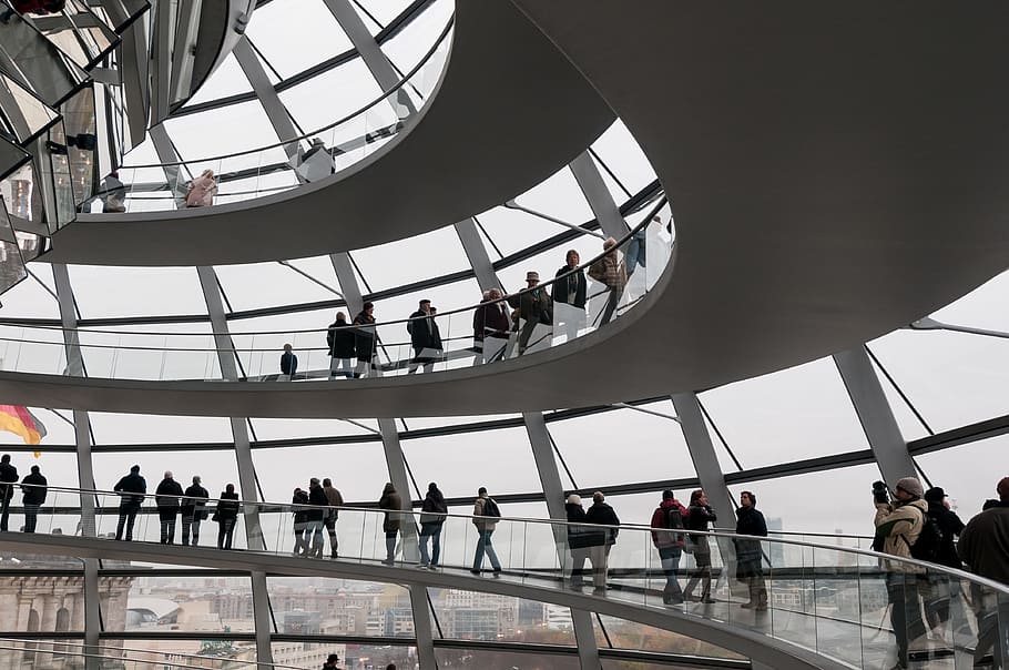 group of people indoors, architecture, reichstag, germany, berlin HD wallpaper