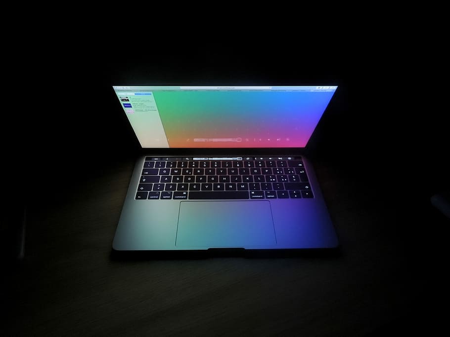silver MacBook, MacBook Pro turned on, laptop, screen, colour, HD wallpaper