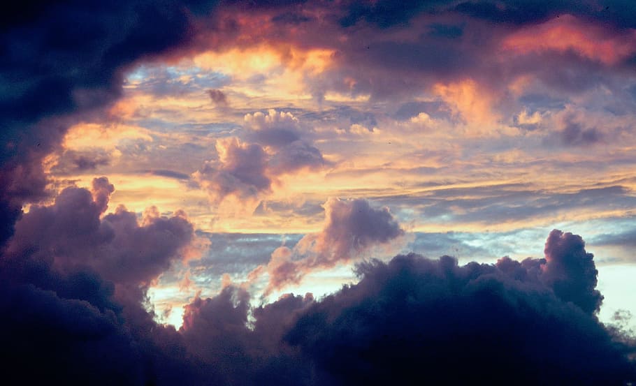 white clouds, nature, sky, colorful, cloud - sky, sunset, dramatic sky HD wallpaper
